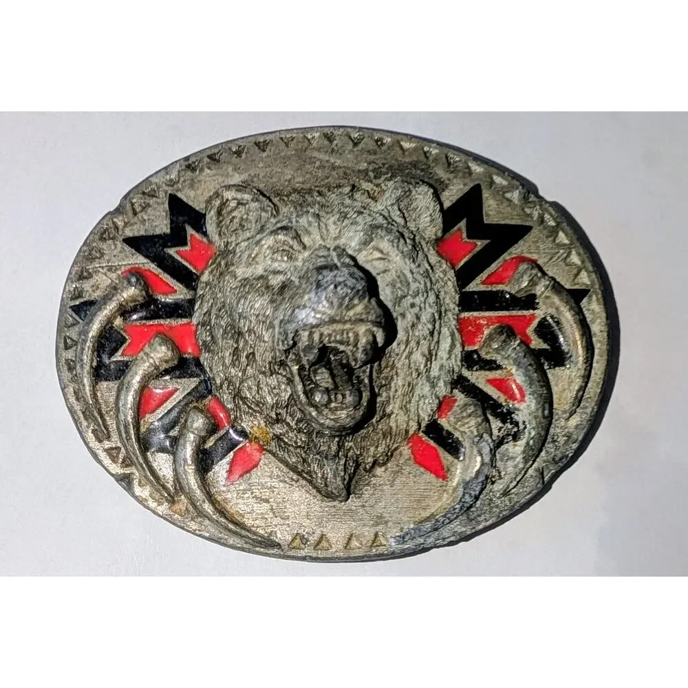 Vintage Siskiyou Buckle Co Bear Belt Buckle Pewter Made in USA 1991